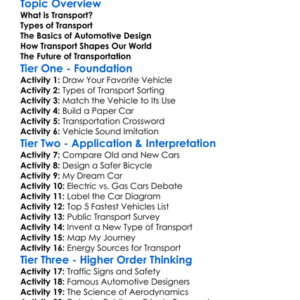 Transport And Automotive Design Worksheet Activity Booklet