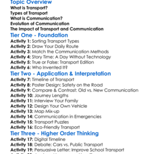 Transport And Communication Worksheet Activity Booklet