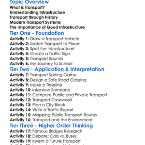Transport And Infrastructure Worksheet Activity Booklet
