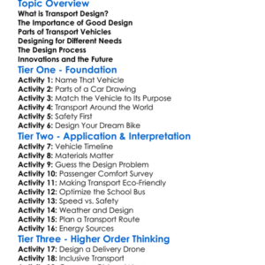 Transport Design Basics Worksheet Activity Booklet