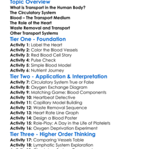 Transport In The Human Body Worksheet Activity Booklet