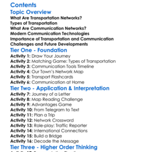 Transportation And Communication Networks Worksheet Activity Booklet