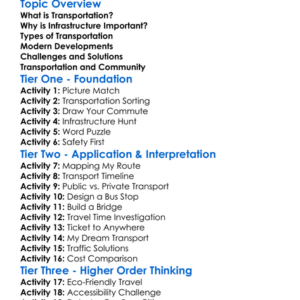 Transportation And Infrastructure Worksheet Activity Booklet