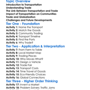 Transportation And Trade Worksheet Activity Booklet