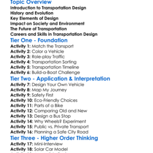 Transportation Design Worksheet Activity Booklet
