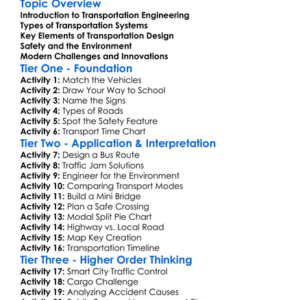 Transportation Engineering Worksheet Activity Booklet