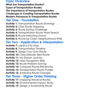 Transportation Routes Worksheet Activity Booklet