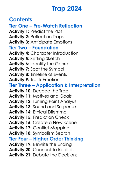 Trap 2024 Worksheet Activity Booklet