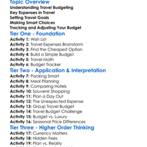 Travel Budgeting Worksheet Activity Booklet