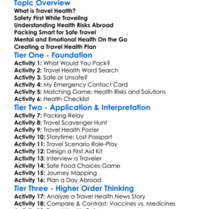 Travel Health And Safety Worksheet Activity Booklet