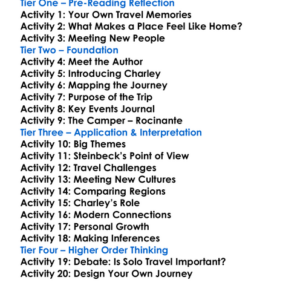 Travels With Charley John Steinbeck Worksheet Activity Booklet