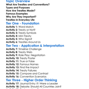 Treaties And Conventions Worksheet Activity Booklet