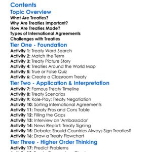 Treaties And International Agreements Worksheet Activity Booklet