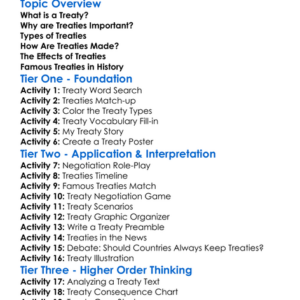 Treaties Worksheet Activity Booklet