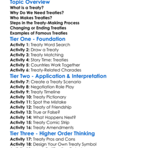 Treaty-Making Process Worksheet Activity Booklet