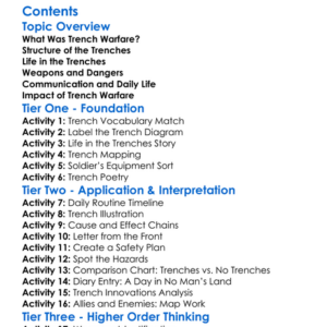 Trench Warfare And Life In World War I Worksheet Activity Booklet