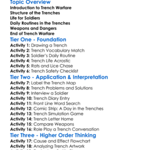Trench Warfare And Life On The Front Worksheet Activity Booklet