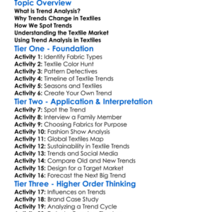 Trend Analysis In Textiles Worksheet Activity Booklet