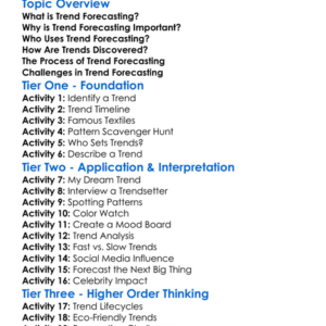 Trend Forecasting In Textiles Worksheet Activity Booklet