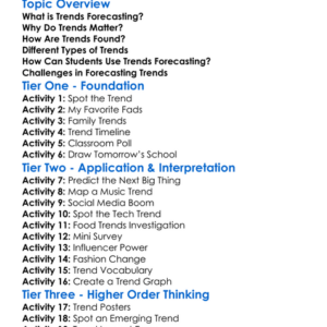 Trends Forecasting Worksheet Activity Booklet