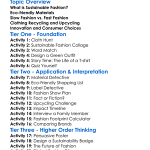 Trends In Sustainable Fashion Worksheet Activity Booklet