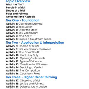 Trial Procedures Worksheet Activity Booklet
