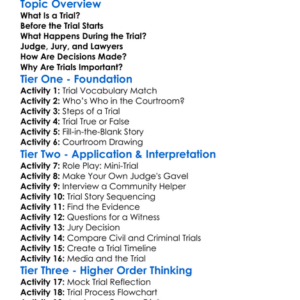 Trial Process Worksheet Activity Booklet
