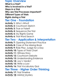 Trial Processes Worksheet Activity Booklet