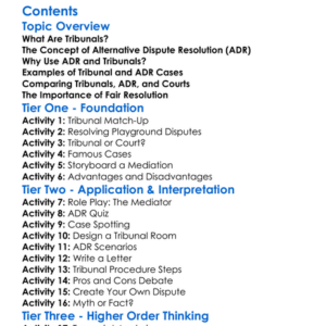Tribunals And Alternative Dispute Resolution Worksheet Activity Booklet