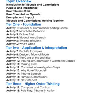 Tribunals And Commissions Worksheet Activity Booklet