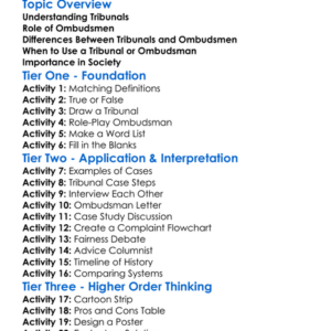 Tribunals And Ombudsmen Worksheet Activity Booklet