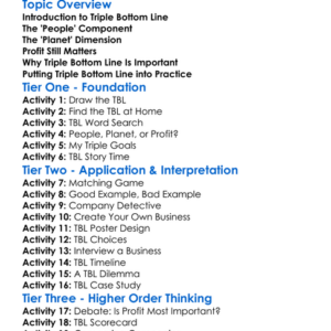 Triple Bottom Line Worksheet Activity Booklet