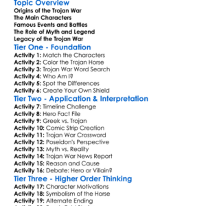 Trojan War And Its Legends Worksheet Activity Booklet