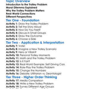 Trolley Problem Worksheet Activity Booklet
