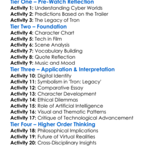 Tron Legacy 2010 Worksheet Activity Booklet