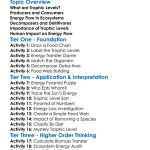 Trophic Levels And Energy Flow Worksheet Activity Booklet