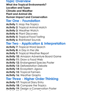 Tropical Environments Worksheet Activity Booklet