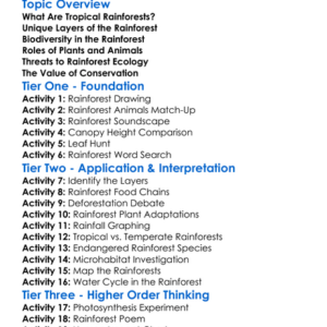 Tropical Rainforest Ecology Worksheet Activity Booklet
