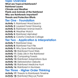 Tropical Rainforests Worksheet Activity Booklet