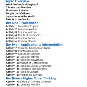 Tropical Regions Worksheet Activity Booklet