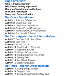 Troubleshooting And Fault Finding Worksheet Activity Booklet