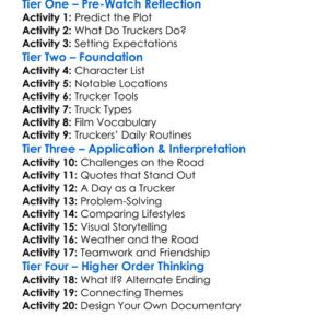 Truckers A Road Well Traveled 2001 Worksheet Activity Booklet