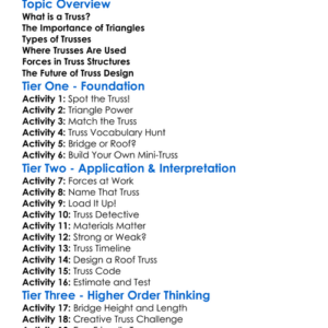 Truss Design Worksheet Activity Booklet