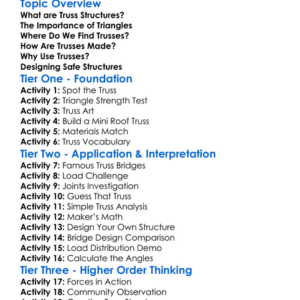 Truss Structures Worksheet Activity Booklet