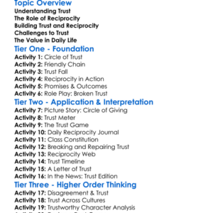 Trust And Reciprocity Worksheet Activity Booklet