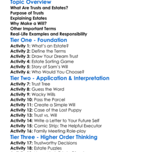 Trusts And Estates Worksheet Activity Booklet
