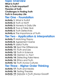 Truth And Its Theories Worksheet Activity Booklet