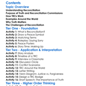 Truth And Reconciliation Commissions Worksheet Activity Booklet