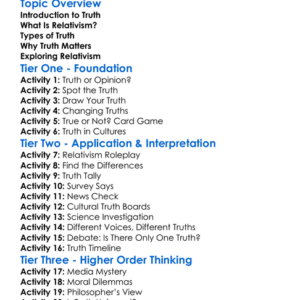 Truth And Relativism Worksheet Activity Booklet