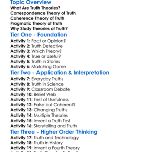 Truth Theories Worksheet Activity Booklet